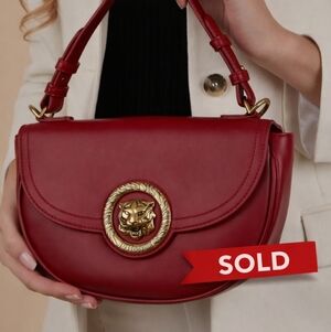 Just Cavalli Red Shoulder Bag with Gold Accent